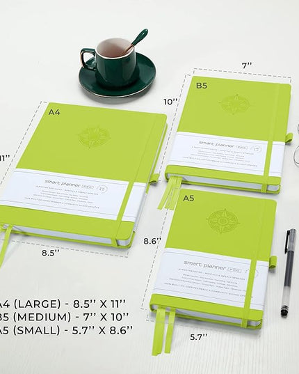 Smart Planner Pro – Undated Daily Planner – Medium B5 – Achieve Goals & Increase Productivity with Weekly, Monthly, Work Sections - Organizer Planner with Back Pocket, 3 Satin Bookmarks & Pen Holder