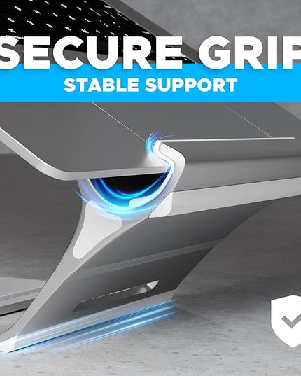 Elestoria Adjustable Laptop Stand - Fits 5 Devices, Modern Design, Tool Free Adjustment, Protective & Stable | Grey (Grey, Floating)