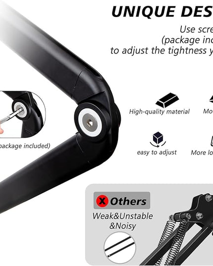 SUNMON Shure SM7dB Boom Arm with Pop Filter - Adjustable Mic Arm Compatible with SM7dB Microphone, Noise reduction Mic Windscreen, Weighted Metal Height adjustment Mic Stand for Shure Microphone