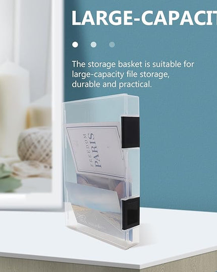 A5 Plastic File Storage Container Thickened Document Organizer Box with Dustproof Lid, Portable Office Desktop Storage Holder for Files and Papers
