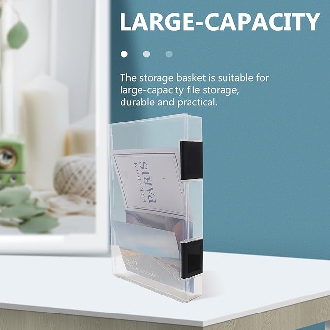 A5 Document Storage Box with Lid, Thickened Black Plastic File Organizer, Dustproof Desktop Office File Case for Paper and Pen Storage