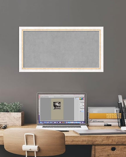 Amanti Art White Framed Magnetic Board 14x26 Small Vision Board for use with Magnets, 100% Metal Sheet to Display Items as Office Decor or for Home Organization in mudroom, Kitchen or Kids Room