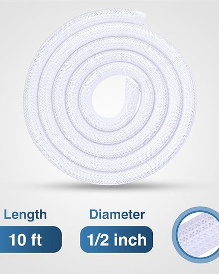 Nilight Cable Sleeve, 10ft-1/2inch Cord Management Sleeves, Braided Sleeving, Split Self Wrapping Wire Loom for Computer Electrical Automotive Harness Protector Organizer, White