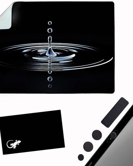 Mouse Pad Adhesive Bottom - Sticks to Any Surface - Portable - Webcam Covers and Screen Cleaner Included (Water Drop)