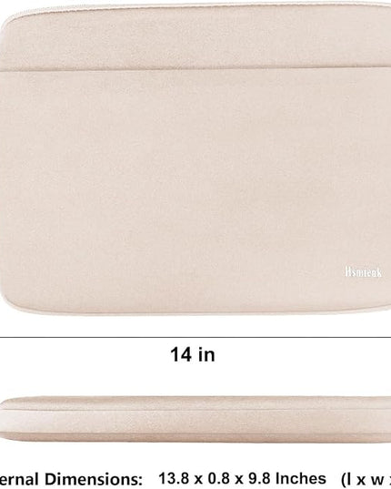 Laptop Sleeve Case 14 inch, Shockproof Protective Notebook Cover Bag with Accessory Pocket, Durable Carrying Laptop Case Compatible for MacBook HP Lenovo Dell Asus Acer, Light Pink