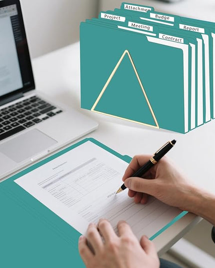 File Folder, HERKKA 30 Pack 1/3 Cut Tab File Folders, File Folders Great for Organizing and Filing, Letter Size, Turquoise