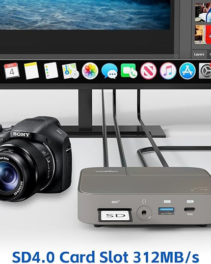 USB C Docking Station Dual Monitor 4K@60Hz or Single 8K@30Hz with 2 HDMI for Windows Laptops,11-in-1 Laptop Docking Station with 5 USB A/C, SD, Gigabit Ethernet, Audio, 130W AC Power Supply