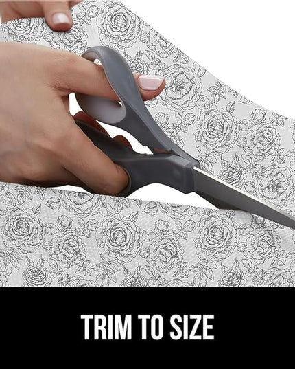 GORILLA GRIP DripGuard Shelf Liner, Non Adhesive Drawer and Kitchen Cabinet Protector, Slip Resistant BPA Free Smooth Surface Plastic Liners for Cabinets, Bathrooms, Closets, 12x120 Inch, Floral Gray