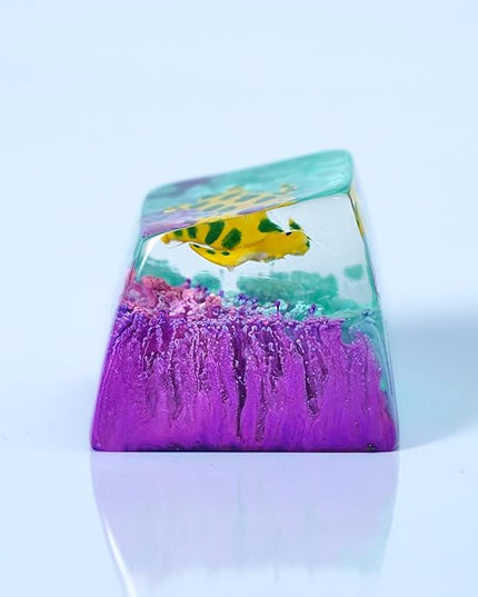 Sea Turtle Artisan Keycap Purple and Teal Ocean R1 SA Profile Custom Sea Creatures Keycaps 1U ESC Handmade Gaming Resin Key Cap Cherry MX Switch Compatible Mechanical Keyboard Turtle Lover Gift