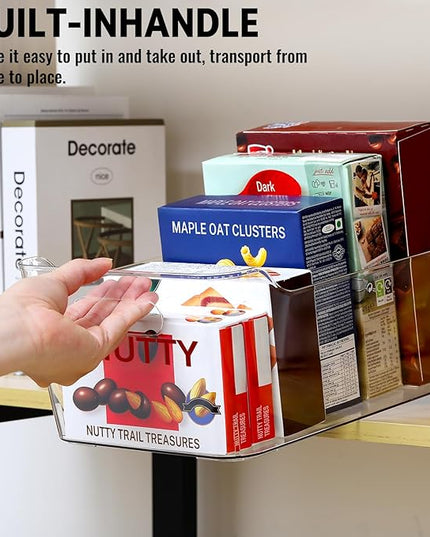 12 PACK Multi-Use Clear Plastic Storage Bins for Organizing w/ Labels - Home, Kitchen, Pantry, Bathroom, Office, Cabinet Shelf Organizer Bins - SOHO Collection, RV, Fridge Organization Containers -XL