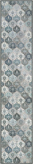 Lahome Moroccan Hallway Runner Rug Non Slip, 2x10 Washable Runner Rugs for Hallway 2x10 Vintage Ultra-Thin Throw Long Carpet for Kitchen Entryway Bedroom Laundry Room, Blue