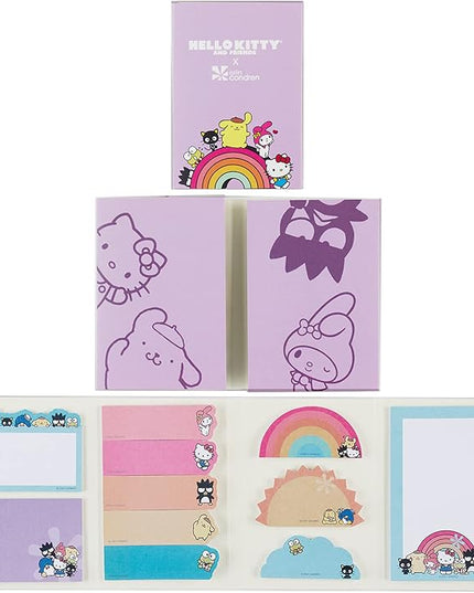 Sticky Note Booklet - Hello Kitty and Friends. 220 Repositionable Sticky Notes Total - 11 Pads with 20 Sheets Each by Erin Condren. Measures 3.2" x 4.5" x 0.5"