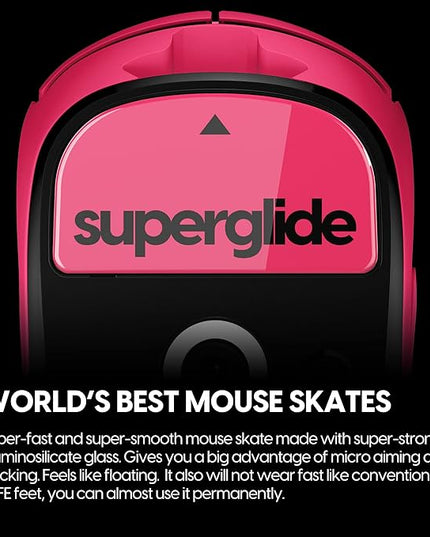 Superglide Glass Mouse Skates for Logitech G Pro X Superlight (Type-S, Magenta) - Polished Edge, Ultra Smooth Glide, Compatible with Glass Mousepads, Durable Gaming Feet