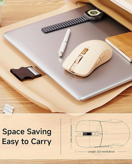 EWEADN G309 Wireless Computer Mouse,2.4G&Bluetooth Ergonomic Cordless Mice with 4000 DPI,5 Adjustment Levels,Cute and Portable Mouse for Laptops, PC and More,7 Buttons Office USB Mice-Pink