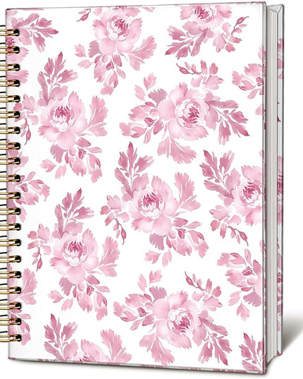 Floral Notebook Journal, pink Floral Botanical Notebook, Flower Notebook, Pink Girly Notebook, Preppy Gifts for Women, Floral Hardcover Spiral Notebook 80 Sheets -160 Pages 5.5x8.3 Inch