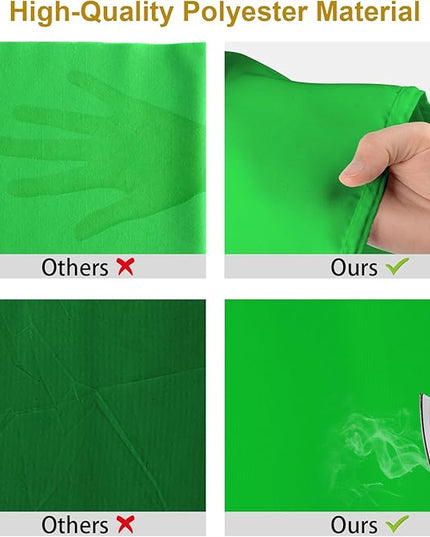 UTEBIT Green Screen Backdrop, 3.3x5 Ft Photography Greenscreen Background for Photo Video Studio, YouTube Video Streaming Zoom, Low Temperature Ironing to Remove Wrinkles