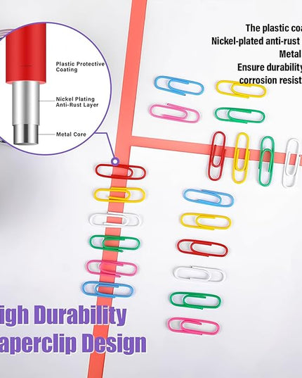 Binder Clips & Paper Clips Combo, 208 PCS Binder Clips (6 Sizes) + 150 PCS Paper Clips – Multicolor for Office, Home & School Supplie (Polychrome)