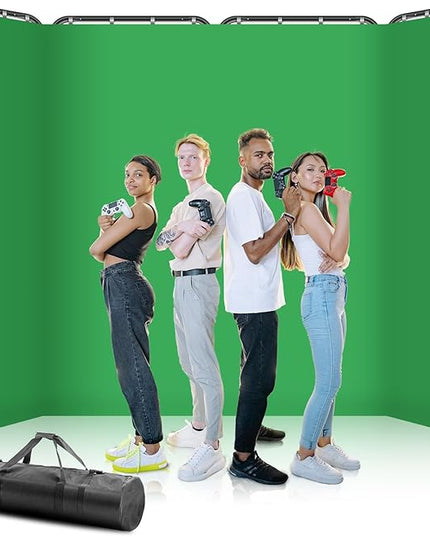 7.87ft x 13.12ft Large Green Screen Backdrop with Stand, Foldable Frame for Group Photo Backdrop, YouTube Creators, Streamers, Studio Photography, Video Shooting, Live Streaming & Gaming