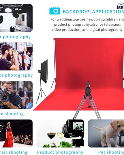 ISSUNTEX 10X24 ft Background Muslin Backdrop, Photo Studio, Collapsible High Density Screen for Video Photography and Television-Red
