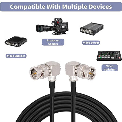 Superbat 3G/6G SDI Cable 10ft BNC Cable 75 ohm BNC Male to Male Right Angle Belden 1855A Support 3G-SDI/6G-SDI/4K Video for Monitor SDI 4K Video Camera Converter etc.