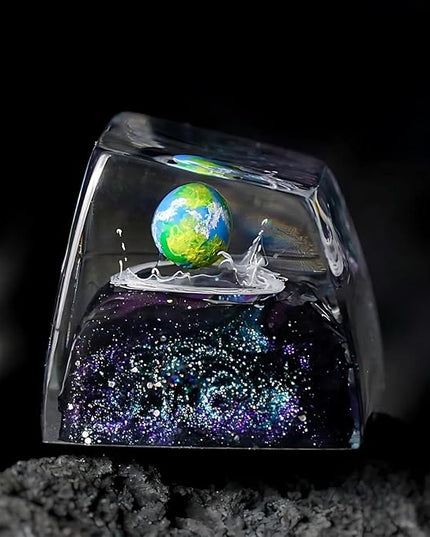 Earth Artisan Keycap R1 SA Profile Custom Solar System Planets Keycaps 1U ESC Handmade Resin Gaming Planet Galaxy Key Cap Cherry MX Switch Compatible Mechanical Keyboard Space Lover Gift