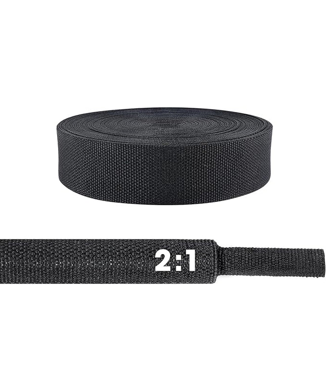 2 to 1 Ratio 1/2" - 18 feet Heat Shrink Fabric Braided Cable Sleeves Cord Management Protection for Automotive Cable/Wire/Irregular Shape Hose