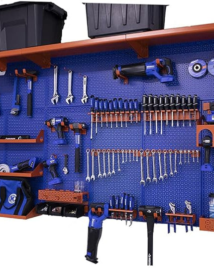 OmniWall Weekend Warrior XL Metal Pegboard Wall Organization System (Blue/Orange)
