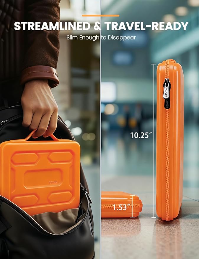 DOMISO 13.3 inch Laptop Sleeve with Handle Shockproof Computer Bag Waterproof EVA Protective Carrying Case for 13-13.3 inch Notebooks/13 MacBook Air/MacBook Pro Retina/Dell XPS 13/HP,Orange