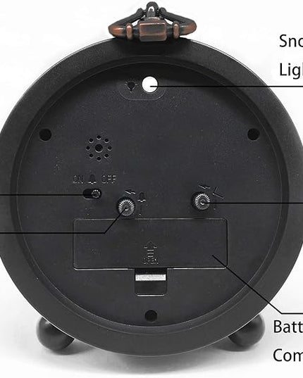 TooTa Vintage Retro Analog Alarm Clock, 4 inch Super Silent Non Ticking Small Clock with Night Light, Battery Operated, Simply Design, for Living Room, Bedroom, Bedside, Desk, Gift Clock (Arabic)