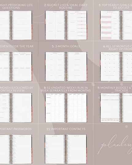 PLANBERRY Hourly Schedule Planner Premium – Undated Weekly Organizer with Time Slots & Monthly Budget – Time Management, Goal Setting, to-Do List & Habit Tracker –6.9″x8.5″(Onyx Black)