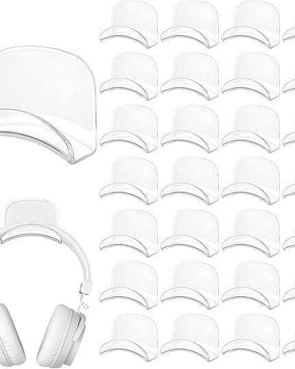 30 Pcs Headphone Hanger Wall Holder Back to School Desk Adhesive Headphone Hook Mount Strong Universal Acrylic Holder Hooks for General Purpose Game Earphone(Clear)