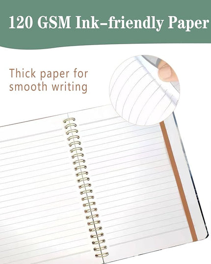 Spiral Journal Notebook, A5 Cute Notebooks for Women Men, College Ruled Hardcover Notebook for Work & Note Taking, 60 Pages Double-Wire Journals for Writing, Forzen Mountain