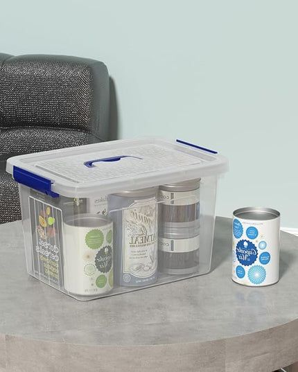 Vababa 4-Pack 10 L Clear Plastic Latch Storage Boxes with Lids