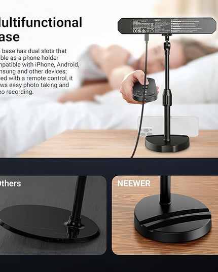 NEEWER Basics Desktop LED Light Kit with 11" Stand/Monitor Clamp, 2 Pack(12W) CRI95 Bi Color Video Conference Zoom Lighting for Laptop Computer Webcam, Compatible with iPhone Video Recording, L10