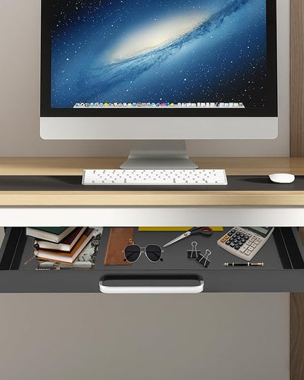 21.5" Under Desk Drawer Slide Out For Office Desk with 2 Dividers, Storage Organizer For Sit Stand Workstation, Black