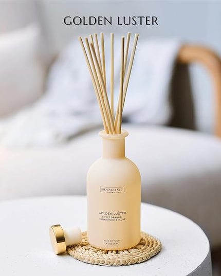 Benevolence LA Reed Diffuser - Orange, Cedarwood & Clove | Home Fragrance Diffuser for Home & Bathroom | Long-Lasting Scent Sticks - Malibu Sands Collection