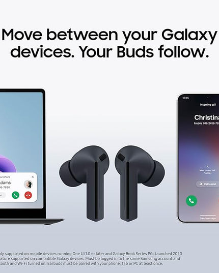 SAMSUNG Galaxy Buds 3 FE (2025) True Wireless Bluetooth Earbuds, Active Noise Cancellation, Powerful Sound, Clear Calls, Long Lasting Battery, Hands Free AI, Gray [US Version, 2 Year Warranty]