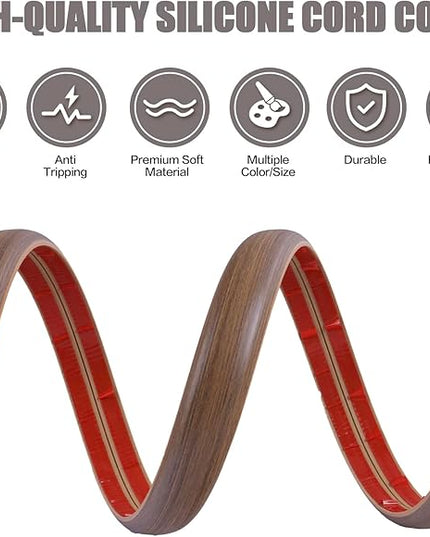 Floor Cord Cover Cable Cavity Self Adhesive Cord Hider Floor Floor Cable Management Power Cord Protector Floor Electric Cord Covers for Offices, Gym, Exhibitions (Misty Brown Wood, 2.36" x 3.3')