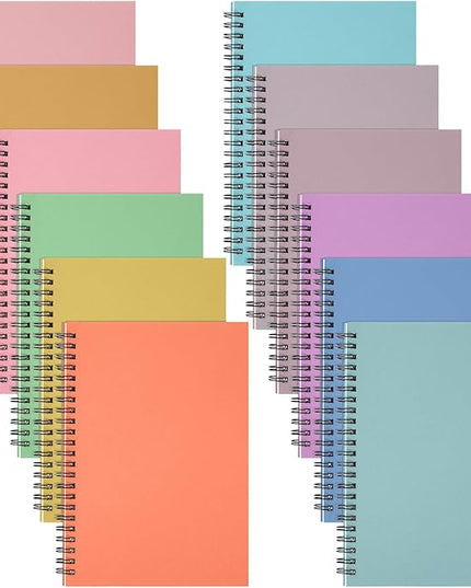 Fuutreo 12 Pcs Spiral Notebook for Work A5 8.3 x 5.7 Inch College Ruled Spiral Journal Notebook Kraft Cover Ruled Paper, 12 Color, 60 Sheets, 120 Pages for Office School(Candy Color)