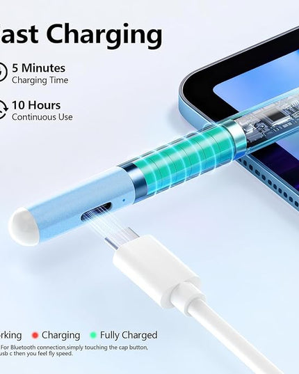 Stylus Pen for iPad 6th-11th Generation-2X Fast Charge Active Pencil Compatible with 2018-2025 Apple iPad Pro 11"/12.9"/M4, iPad Air 3/4/5/M2/M3,iPad mini 5/6 Gen-White Blue