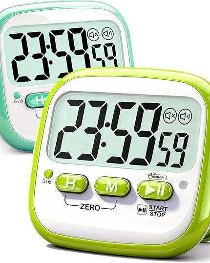 Antonki 2 Pack Classroom Timers for Kids Teachers, Magnetic Countdown Digital Kitchen Timer for Cooking, Study, Exercise, Games, Time Mangement - Loud/Silent Mode - Battery Included