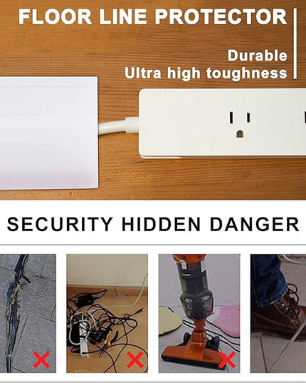 10Ft Floor Cord Cover Transparent Silicone Cable Protector Easy to Install Wire Organizer and Hider for Home, Office, Garage (Transparent-3m)