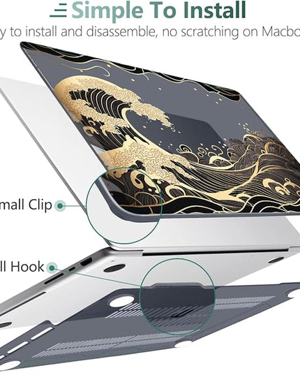 DONGKE Case for M5 MacBook Pro 14 inch 2025 2024-2021 M4 M3 M2 M1, Plastic Hard Shell Cover Compatible with A3434 A3112 A3401 A3185 A2992 A2779 A2442, Retina XDR Display & Touch ID, Golden Wave