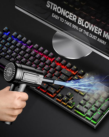 Compressed Air Duster: 100000RPM Electric Air Duster with LED Light Mini Air Blower Rechargeable Cordless Keyboard Cleaning Jet Dry Blower - Car, PC and Home Cleaning Kit Replaces Compressed Air Can