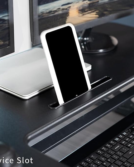 VIVO 48 inch Height Adjustable Large Stand Up Desk Converter, V Series, Quick Sit to Stand Tabletop Dual Monitor Riser Workstation, Black, DESK-V048V