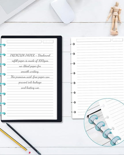 Discbound Refill Paper, Disc Paper Refill for Note-Taking System Discbound Planner Inserts with 240 Pages, 5 Sheets Dividers,White Paper Refill, Junior Size 5.6" x 8.3 "