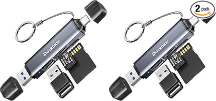 Dockteck SD Card Reader, 5G Super Speed USB3.0 SD/TF Card Reader, 3-Slot USB A/C to SD/Micro SD/USB A Memory Card Reader for UHS-I SD/Micro SD/SDHC/SDXC/MMC, Support OTG for Plug&Play (Pack of 2)