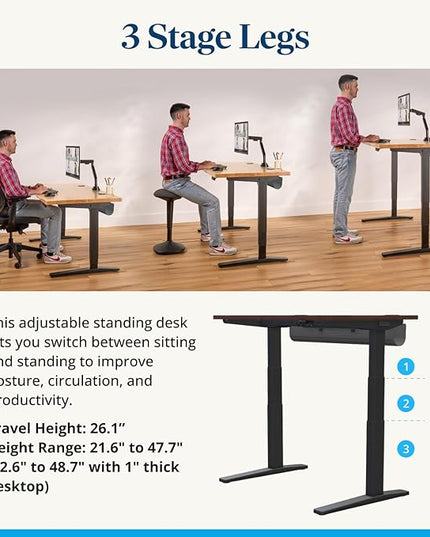 UPLIFTDESK V3 2-Leg Black Laminate Wood Standing Desk – Adjustable Height, Advanced 1-Touch Memory Keypad, Under Desk Cable Management, Wire Grommets & Rocker Board (Black C-Frame, 72 x 30 inch)