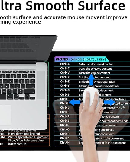Galdas Gaming Mouse Pad XXL XL Large Long Extended Big Mousepad Non-Slip Rubber Keyboard Desk Pad with Stitched Edges for Laptop Home Office (31.5x11.8x0.08 Inch) … (Shortcut Keys1)