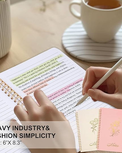 Joyberg Aesthetic Spiral Notebook, 2PCS Cute Notebook, 8.3" x 6" Notebook For Women, A5 Spiral Journal Notebook for Office/School/Home (Pink & Beige)